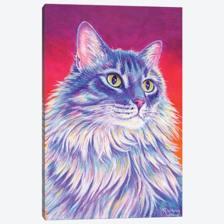 Longhaired Purple Tabby Cat Canvas Print #RBW83} by Rebecca Wang Art Print