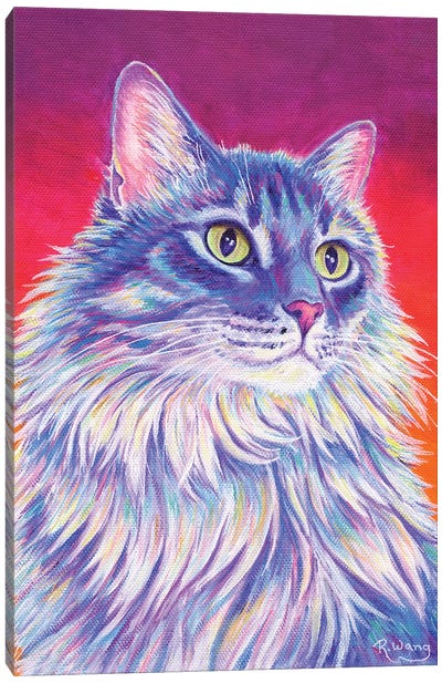 Longhaired Purple Tabby Cat Canvas Art Print - Rebecca Wang