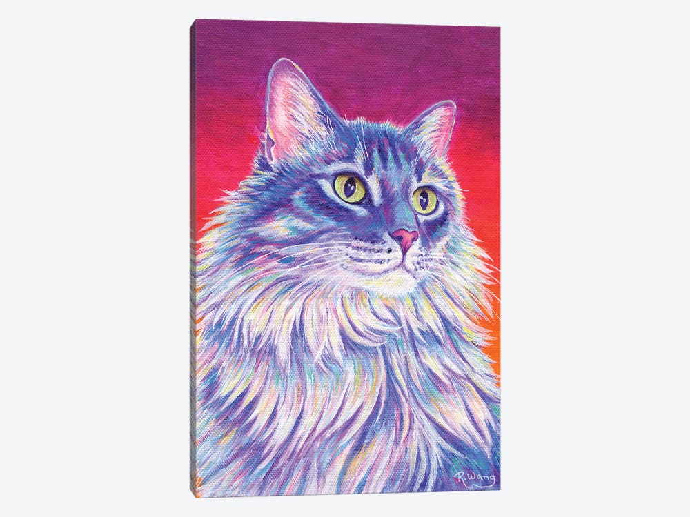 Longhaired Purple Tabby Cat by Rebecca Wang 1-piece Canvas Art