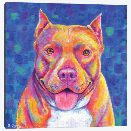 Rainbow Pitbull Terrier Canvas Print #RBW92} by Rebecca Wang Canvas Artwork