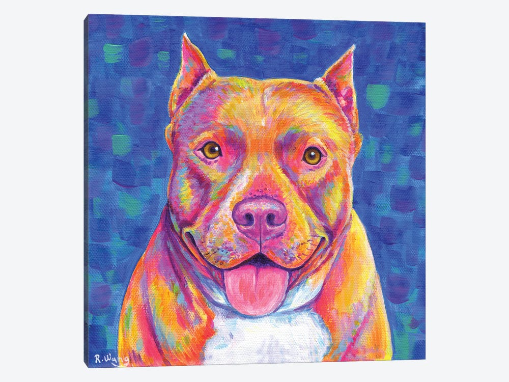 Rainbow Pitbull Terrier by Rebecca Wang 1-piece Canvas Wall Art
