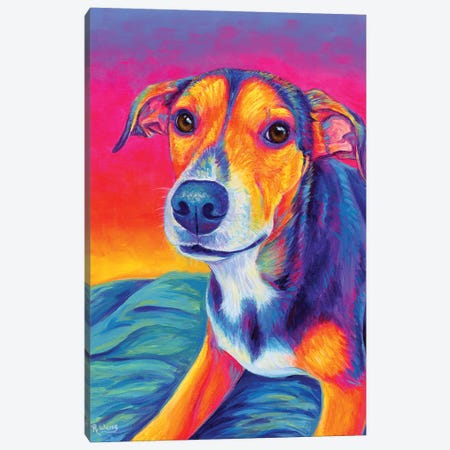 Beagle Mixed Breed Dog Canvas Print #RBW93} by Rebecca Wang Canvas Wall Art