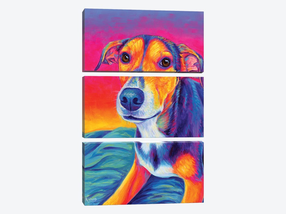 Beagle Mixed Breed Dog by Rebecca Wang 3-piece Art Print