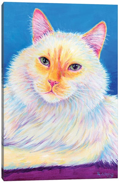 Fluffy Flame Point Siamese Cat Canvas Art Print - Siamese Cat Art