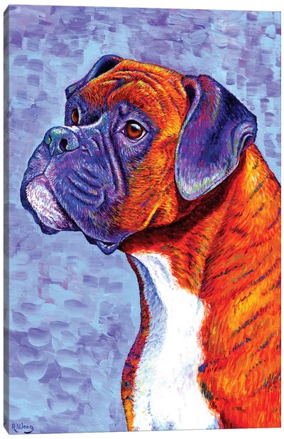 Devoted Guardian - Brindle Boxer Dog Canvas Art Print - Boxer Art