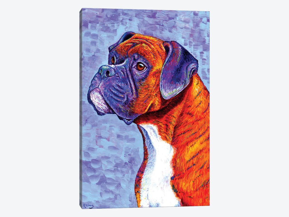 Devoted Guardian - Brindle Boxer Dog by Rebecca Wang 1-piece Canvas Wall Art