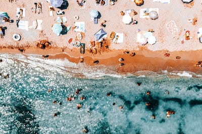 Busy Beach II by Radu Bercan metal wall art