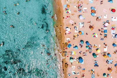 Busy Beach IV by Radu Bercan metal wall art