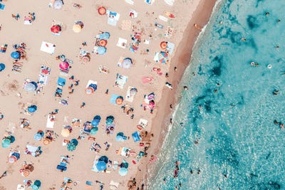 Busy Beach V by Radu Bercan metal wall art