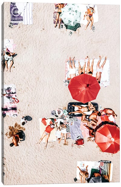 Colorful Umbrellas Canvas Art Print - Aerial Beaches 
