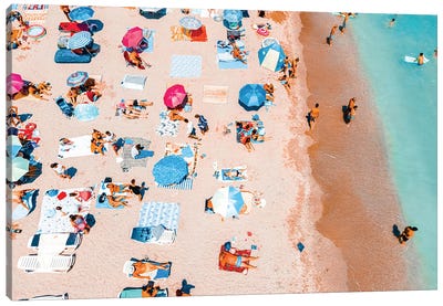 Colorful Umbrellas IV Canvas Art Print - Aerial Beaches 