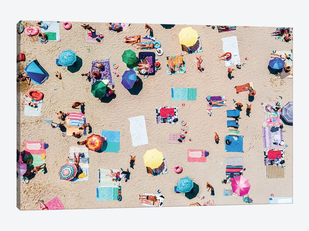 Colorful Umbrellas on Beach by Radu Bercan 1-piece Canvas Art Print