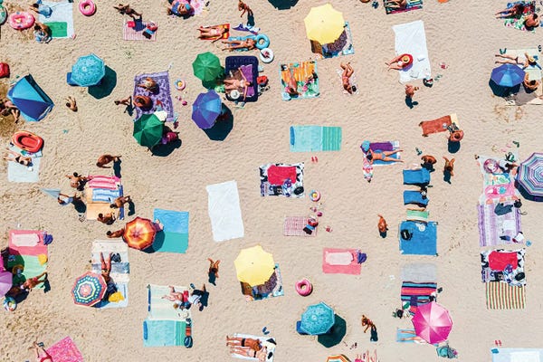 Radu Bercan: Colorful Umbrellas on Beach by Radu Bercan