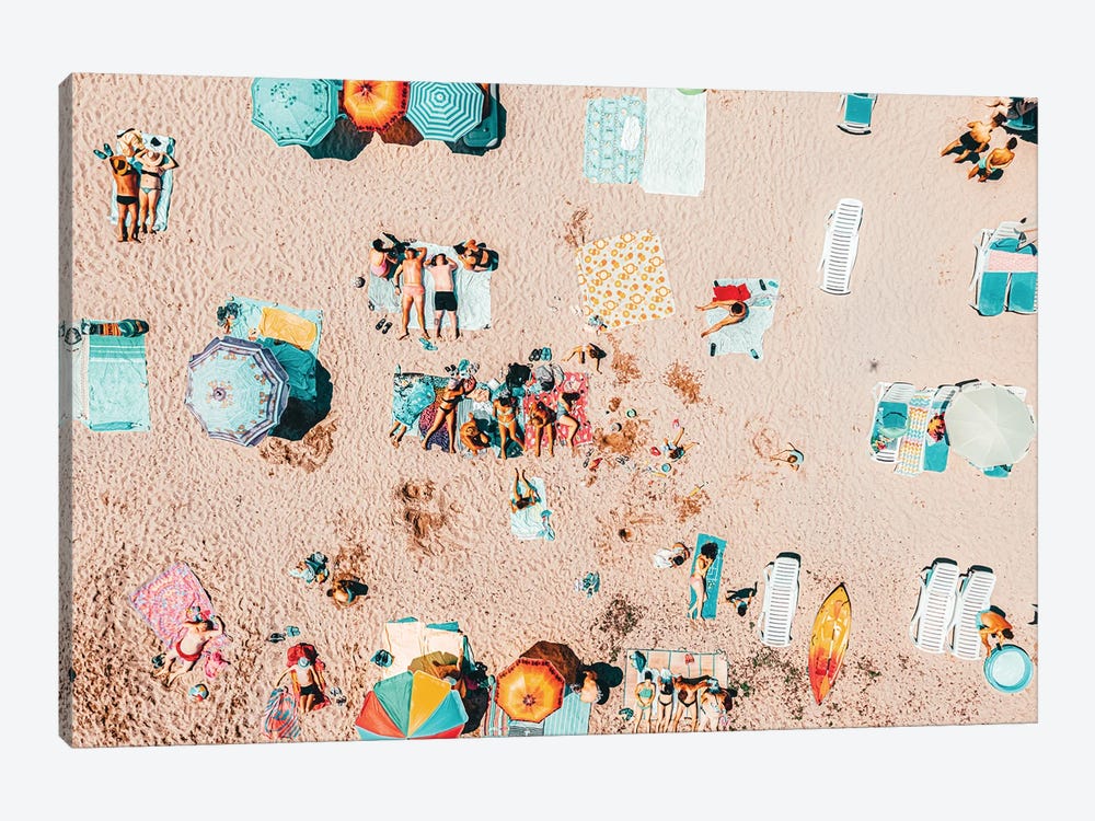 Colorful Umbrellas on Beach II by Radu Bercan 1-piece Canvas Wall Art