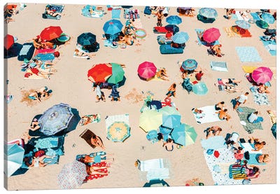 Colorful Umbrellas V Canvas Art Print - Aerial Beaches 