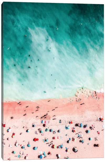 Crowd of People on Algarve Beach Canvas Art Print