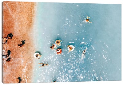People Swimming in the Ocean V Canvas Art Print - Radu Bercan