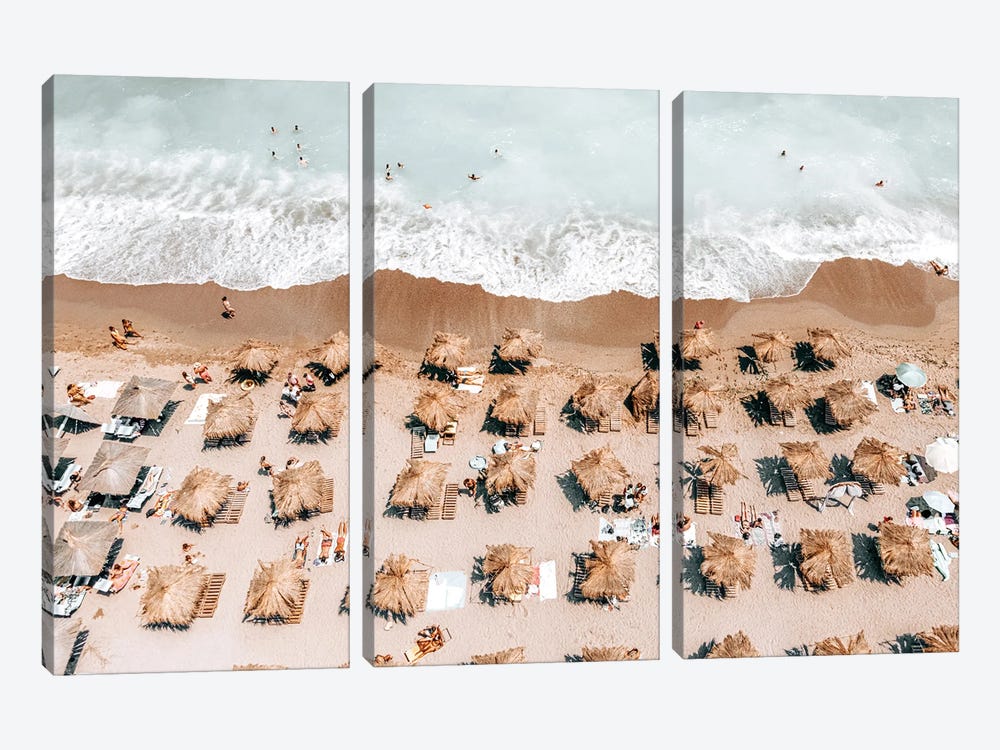 Teal Sea Portugal by Radu Bercan 3-piece Canvas Wall Art