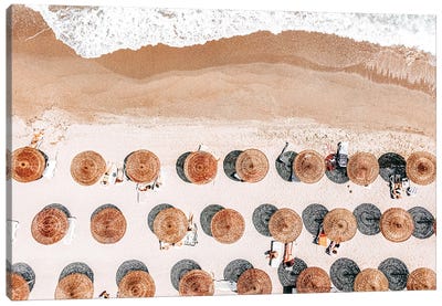 Umbrellas on Beach V Canvas Art Print - Radu Bercan