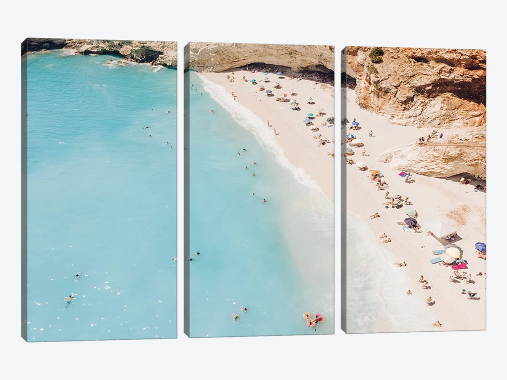 Aerial Porto Katsiki Beach In Lefkada Island, Greece by Radu Bercan 3-piece Canvas Print