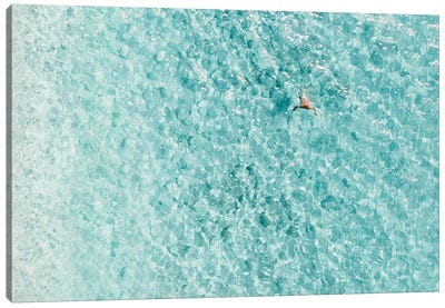 Aerial View Of People Swimming In Ocean Canvas Art Print - Radu Bercan