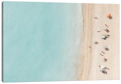 Aerial Beach, Pastel Colors, Greek Beach Canvas Art Print - Greece Art