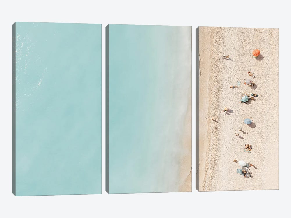 Aerial Beach, Pastel Colors, Greek Beach by Radu Bercan 3-piece Canvas Wall Art