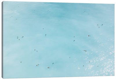 Aerial View Of People Swimming In Sea Canvas Art Print - Radu Bercan