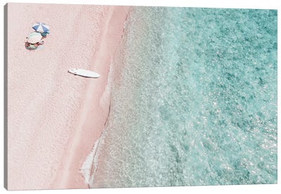Aerial View Of Surfers Board On Beach Canvas Art Print - Aerial Beaches 