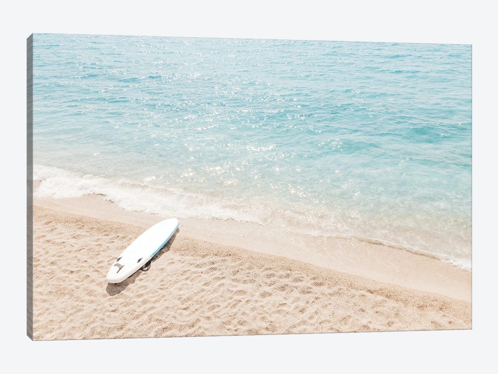 Aerial View Of Surf Board On Beach by Radu Bercan 1-piece Art Print