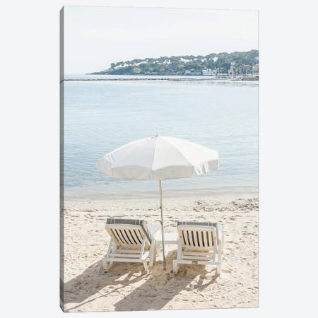 Vintage Beach Photo In Antibes, France, French Riviera, Cote D'Azur Canvas Print #RBZ209} by Radu Bercan Canvas Wall Art