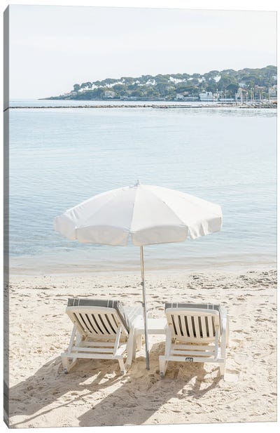 Vintage Beach Photo In Antibes, France, French Riviera, Cote D'Azur Canvas Art Print