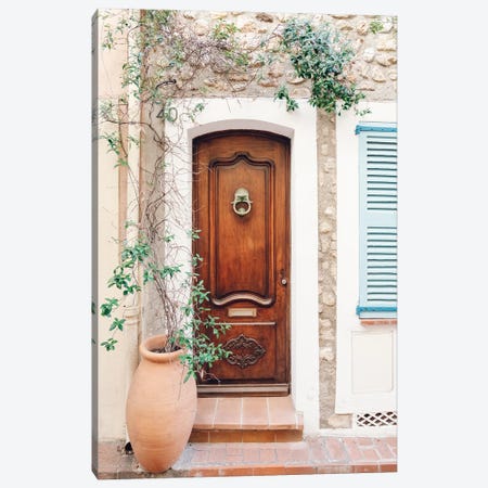 Vintage Door In Antibes, France, French Riviera, Cote D'Azur Canvas Print #RBZ213} by Radu Bercan Art Print