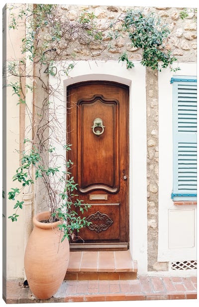 Vintage Door In Antibes, France, French Riviera, Cote D'Azur Canvas Art Print - Radu Bercan