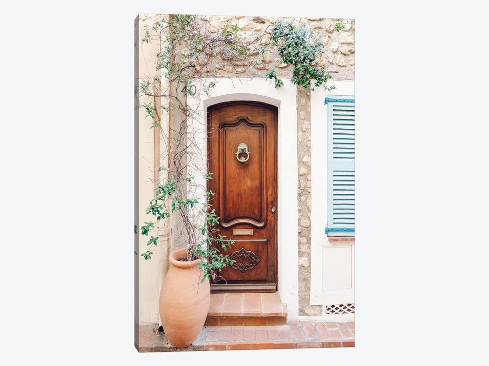 Vintage Door In Antibes, France, French Riviera, Cote D'Azur by Radu Bercan 1-piece Canvas Art Print