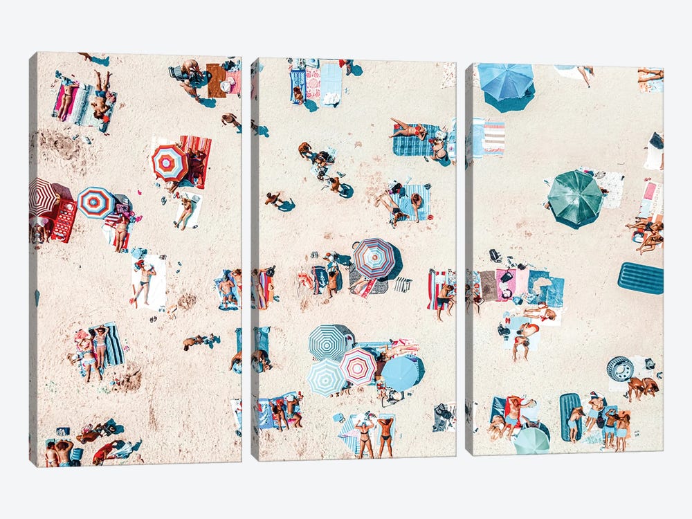 Beach Umbrellas by Radu Bercan 3-piece Canvas Art Print
