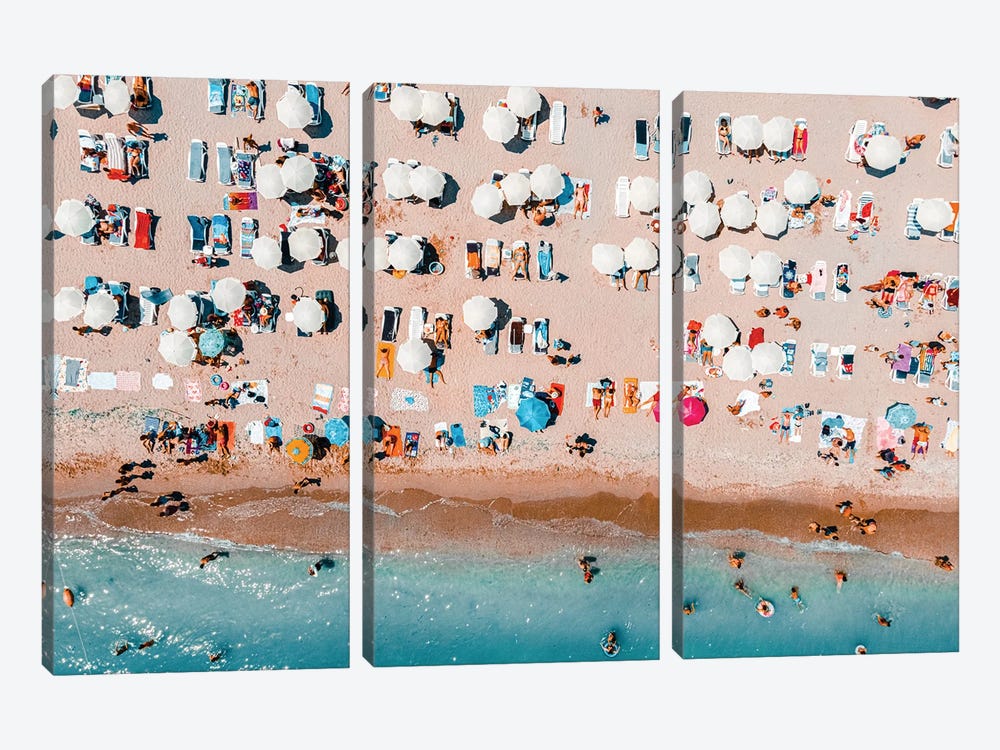 Beach Umbrellas III by Radu Bercan 3-piece Canvas Art Print