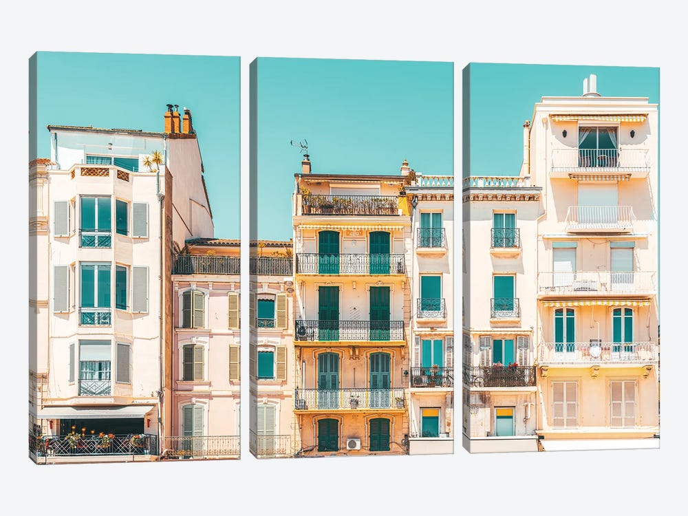 Buildings in Cannes by Radu Bercan 3-piece Canvas Artwork
