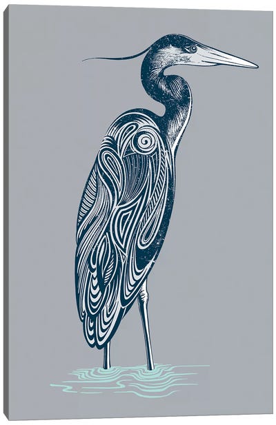 Blue Heron Canvas Art Print - Great Blue Heron Art