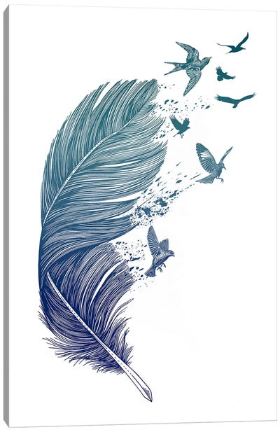 Fly Away Canvas Art Print - Feather Art