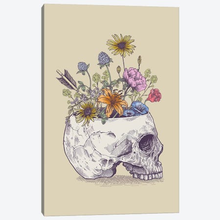 Half Skull Flowers Canvas Print #RCA21} by Rachel Caldwell Canvas Artwork
