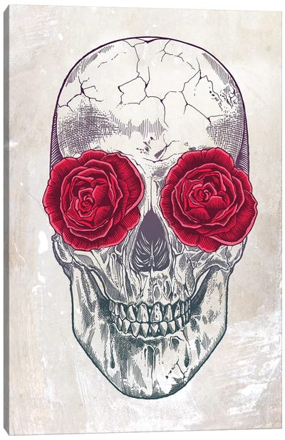 Skull & Roses Canvas Art Print
