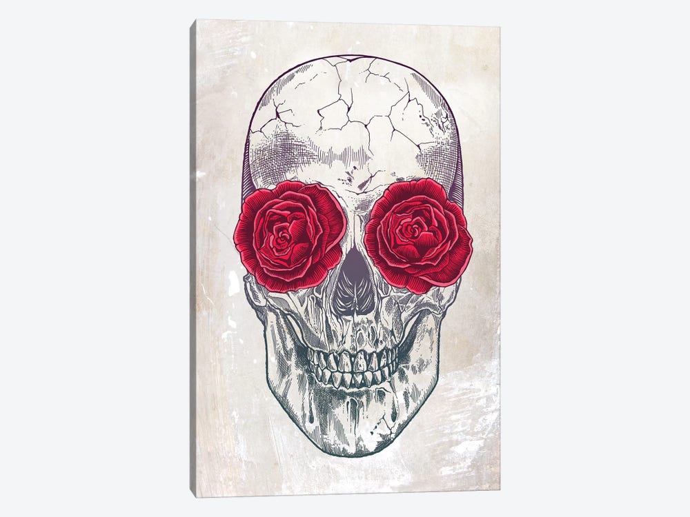 Skull & Roses by Rachel Caldwell 1-piece Canvas Print