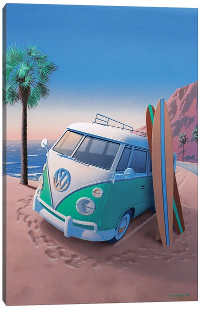 Coastal California Canvas Art Print - Lake & Ocean Sunrise & Sunset Art