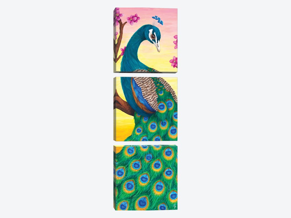 Peacock by Rachel Froud 3-piece Canvas Wall Art