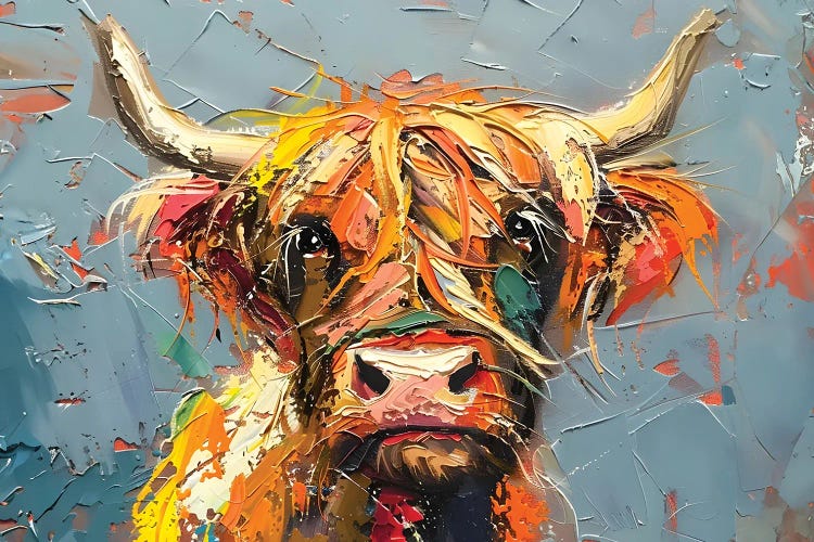 Colorful Highland Cow by Rachel Froud wall art