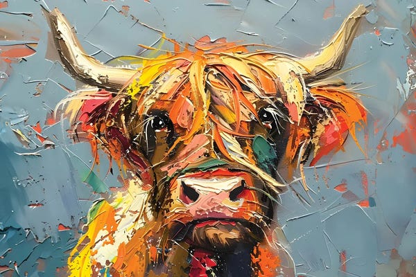 Animal Lover: Colorful Highland Cow by Rachel Froud
