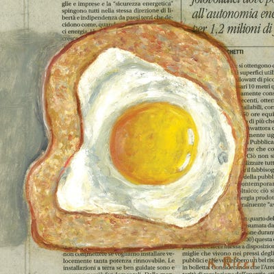 Toast With Fried Egg by Katia Ricci framed wall art