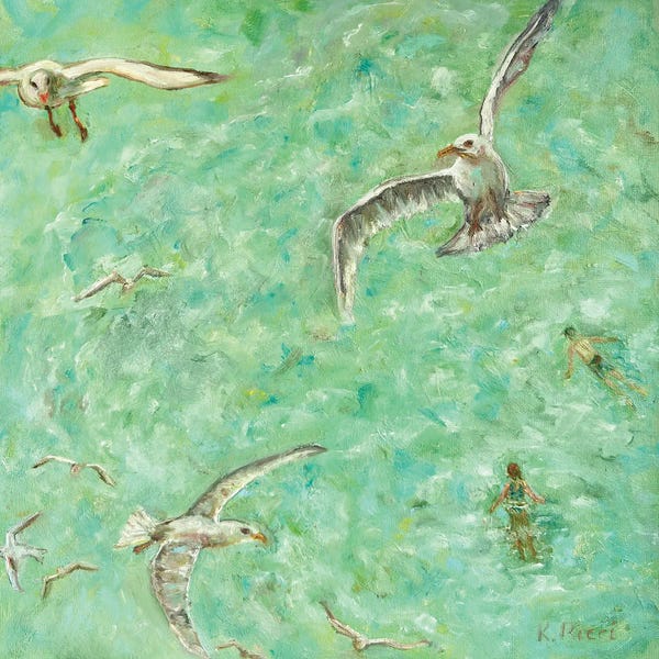 Seagulls And Swimmers