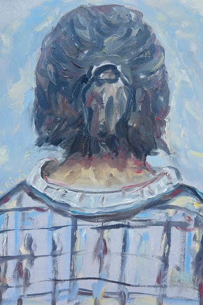 Girl In Striped Shirt Back Portrait